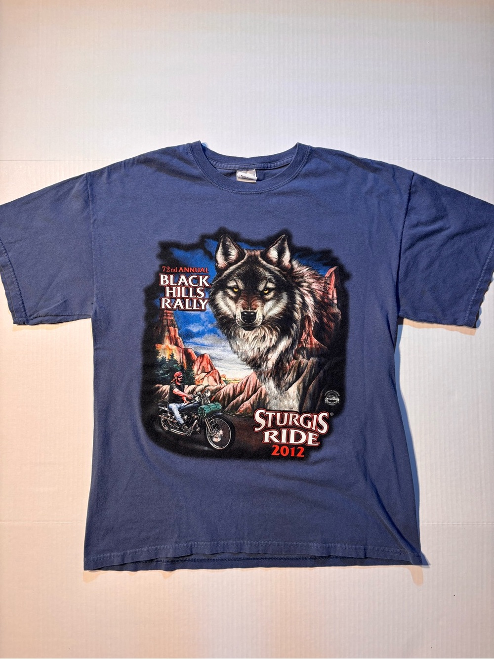 Vtg Sturgis Black Hills Rally Double-Sided Wolf Biker Harley Choppers T-Shirt L